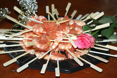 brochette crevette pamplemouse aperitif